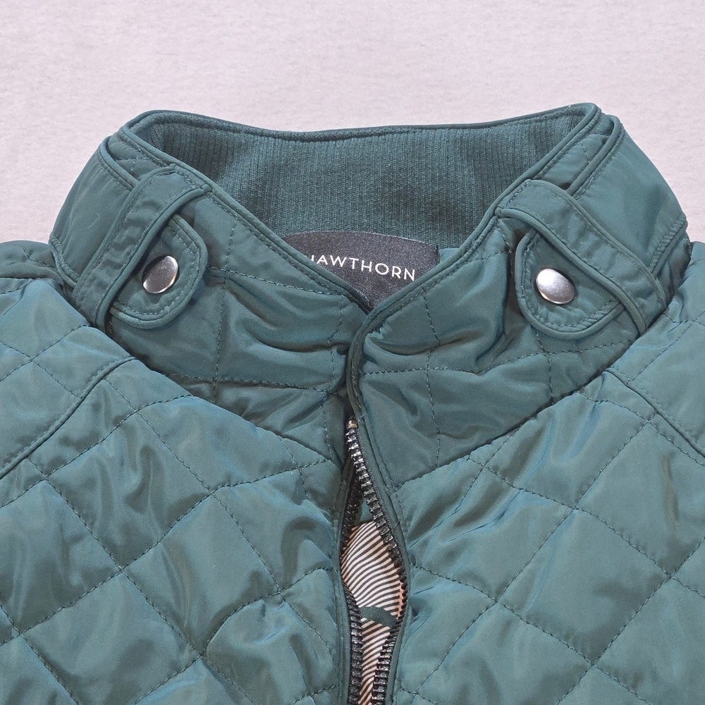 41 Hawthorn Quilted Vest Womens Large Green Diamond Puffer Plaid Lined Mock Neck - Picture 3 of 7